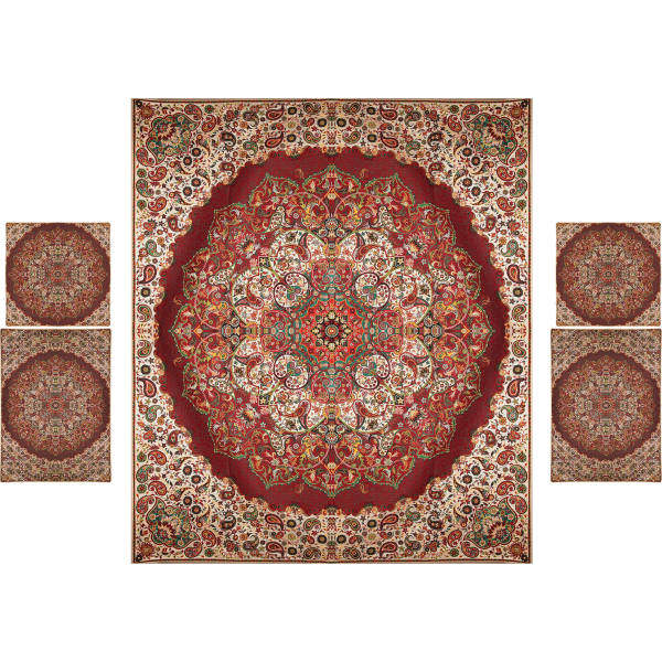 Persisches Bettüberwurf-Set – Orientalischer Stil, Doppelgröße mit Termeh-Stoff – Hana