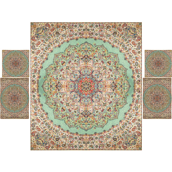 Persisches Bettüberwurf-Set – Orientalischer Stil, Doppelgröße mit Termeh-Stoff – Negin