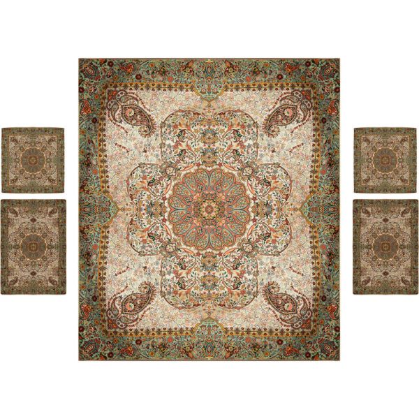 Persisches Bettüberwurf-Set – Orientalischer Stil, Doppelgröße mit Termeh-Stoff – Negin