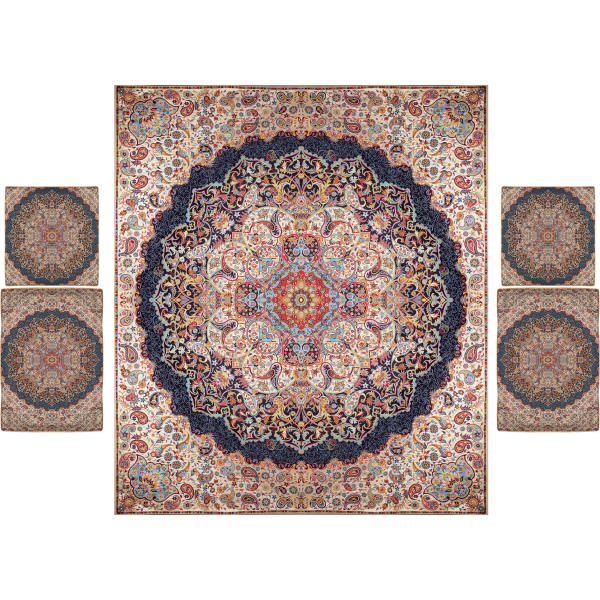 Persisches Bettüberwurf-Set – Orientalischer Stil, Doppelgröße mit Termeh-Stoff – Ordibehesht