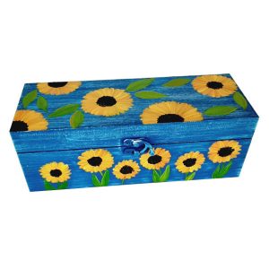 Holzbox zum Verschenken mit künstlerischem Muster Sonnenblume