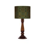 Traditionelle Holz-Tischlampe mit persisch inspiriertem Lampenschirm Almasi