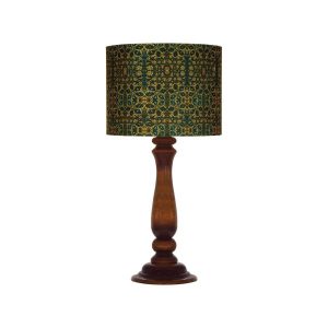 Traditionelle Holz-Tischlampe mit persisch inspiriertem Lampenschirm Almasi