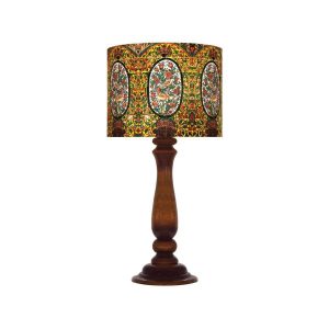 Traditionelle Holz-Tischlampe mit persisch inspiriertem Lampenschirm Arami