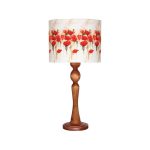 Traditionelle Holz-Tischlampe mit Lampenschirm Blumen