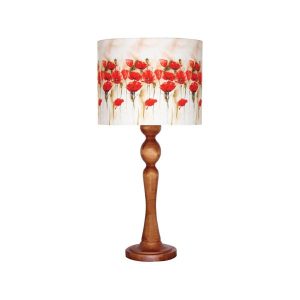 Traditionelle Holz-Tischlampe mit Lampenschirm Blumen