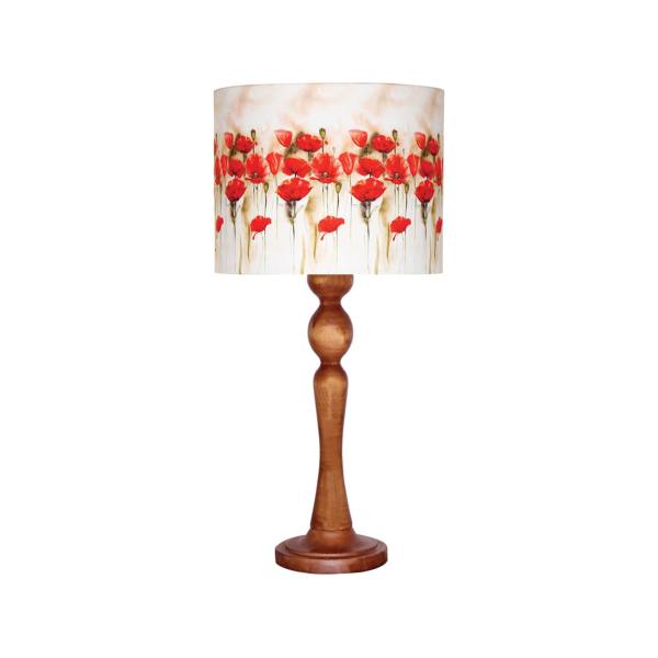Traditionelle Holz-Tischlampe mit Lampenschirm Blumen