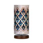 Minimalistische Persische Holz-Tischlampe & Nachttisch, zylindrisch, handgefertigt Rahimi
