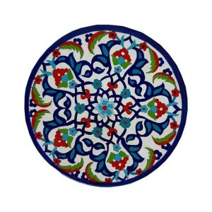 Dekorativer Keramikteller handgemalt blaue Blume