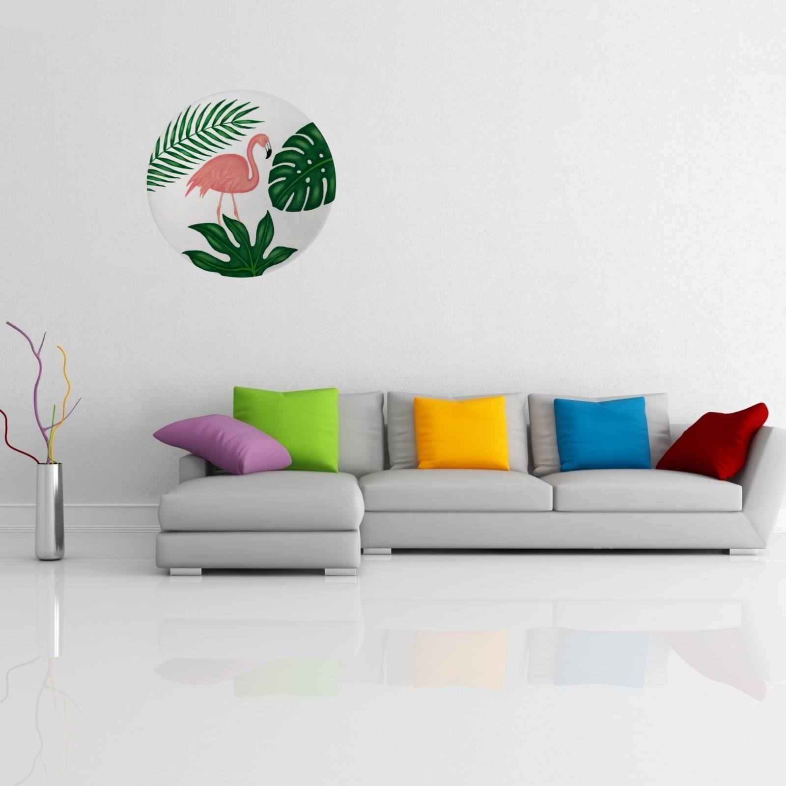 Dekorativer Keramikteller handgemalt pinker Flamingo