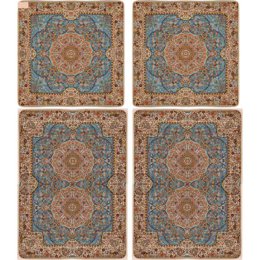 Persisches Bettüberwurf-Set – Orientalischer Stil, Doppelgröße mit Termeh-Stoff – Afshar