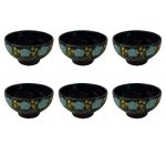 Set aus 6 Künstlerischen Keramik-Dinnerware Schüsseln – Marineblau