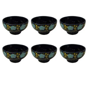 Set aus 6 Künstlerischen Keramik-Dinnerware Schüsseln – Marineblau
