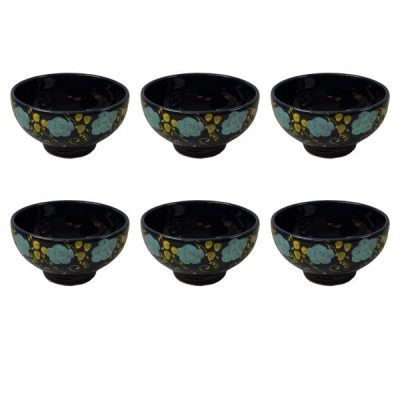 Set aus 6 Künstlerischen Keramik-Dinnerware Schüsseln – Marineblau