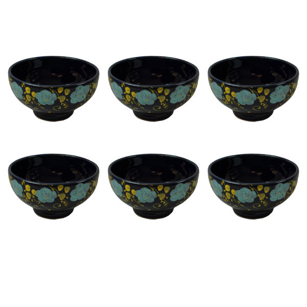 Set aus 6 Künstlerischen Keramik-Dinnerware Schüsseln - Marineblau