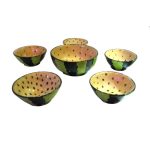 Set von 6 Handgefertigten Gelben Dekorativen Töpferschalen Wassermelone
