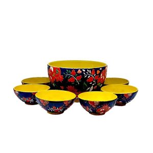 Set aus 6 Handgefertigten Keramik-Dinnerware Schüsseln – Gelb