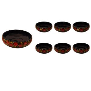 Set aus 7 Handgefertigten Keramik-Dinnerware Schüsseln – Goldene Blume