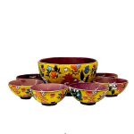 Set aus 7 Handgefertigten Keramik-Dinnerware Schüsseln – Gelb II