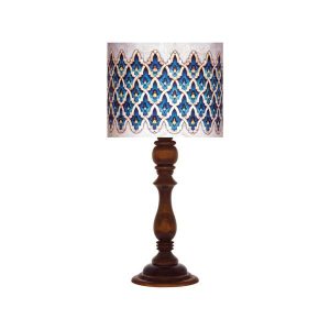 Traditionelle Holz-Tischlampe mit persisch inspiriertem Lampenschirm Ahoura