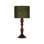 Traditionelle Holz-Tischlampe mit persisch inspiriertem Lampenschirm Aseman