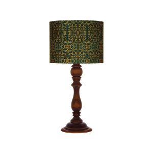 Traditionelle Holz-Tischlampe mit persisch inspiriertem Lampenschirm Aseman