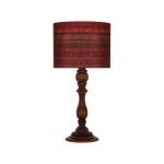 Traditionelle Holz-Tischlampe mit persisch inspiriertem Lampenschirm Kilim