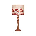 Traditionelle Holz-Tischlampe mit Lampenschirm Rosen