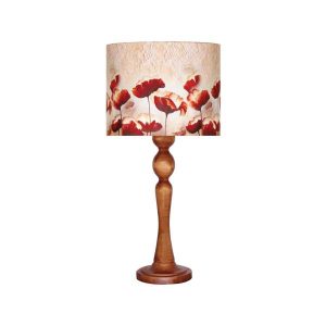 Traditionelle Holz-Tischlampe mit Lampenschirm Rosen