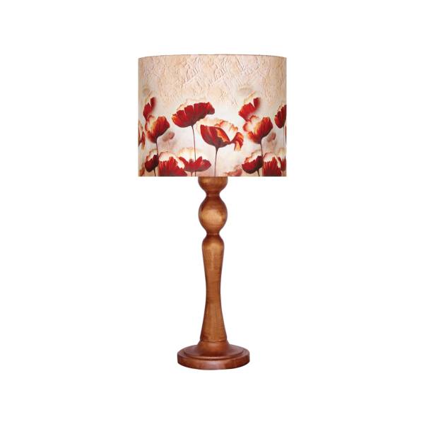 Traditionelle Holz-Tischlampe mit Lampenschirm Rosen