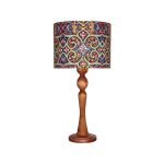 Traditionelle Holz-Tischlampe mit persisch inspiriertem Lampenschirm Karimi