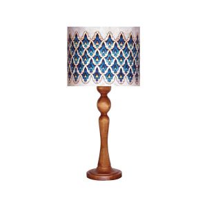 Traditionelle Holz-Tischlampe mit persisch inspiriertem Lampenschirm Mahan