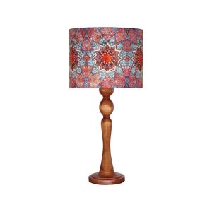Traditionelle Holz-Tischlampe mit persisch inspiriertem Lampenschirm Maria