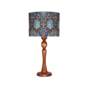 Traditionelle Holz-Tischlampe mit persisch inspiriertem Lampenschirm Mina