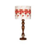 Traditionelle Holz-Tischlampe mit Lampenschirm Rosen