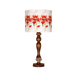 Traditionelle Holz-Tischlampe mit Lampenschirm Rosen