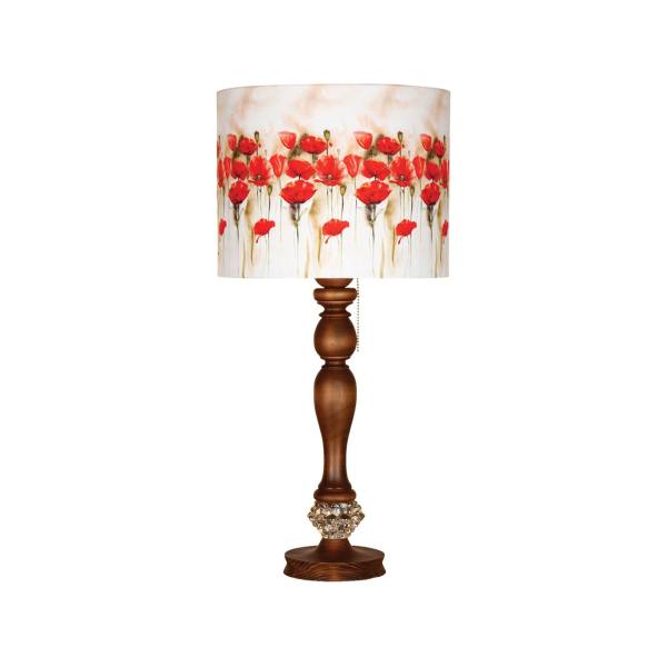 Traditionelle Holz-Tischlampe mit Lampenschirm Rosen