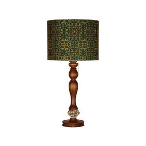 Traditionelle Holz-Tischlampe mit persisch inspiriertem Lampenschirm Saba