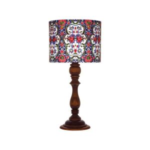 Traditionelle Holz-Tischlampe mit persisch inspiriertem Lampenschirm Sahra