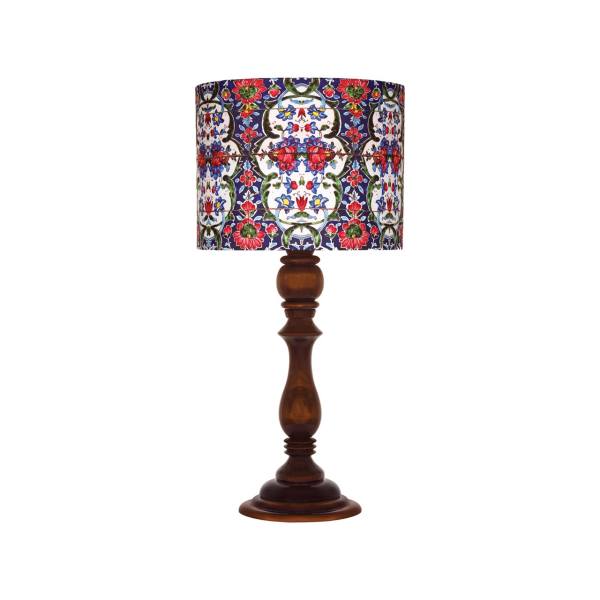 Traditionelle Holz-Tischlampe mit persisch inspiriertem Lampenschirm Sahra