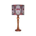 Traditionelle Holz-Tischlampe mit persisch inspiriertem Lampenschirm Sajedi