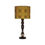 Traditionelle Holz-Tischlampe mit persisch inspiriertem Lampenschirm Samar