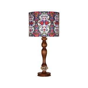 Traditionelle Holz-Tischlampe mit persisch inspiriertem Lampenschirm Samko