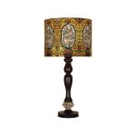 Traditionelle Holz-Tischlampe mit persisch inspiriertem Lampenschirm Sareb