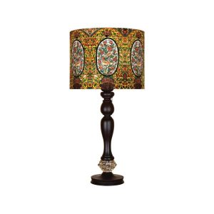 Traditionelle Holz-Tischlampe mit persisch inspiriertem Lampenschirm Sareb