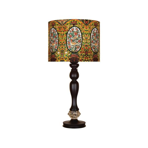 Traditionelle Holz-Tischlampe mit persisch inspiriertem Lampenschirm Sareb