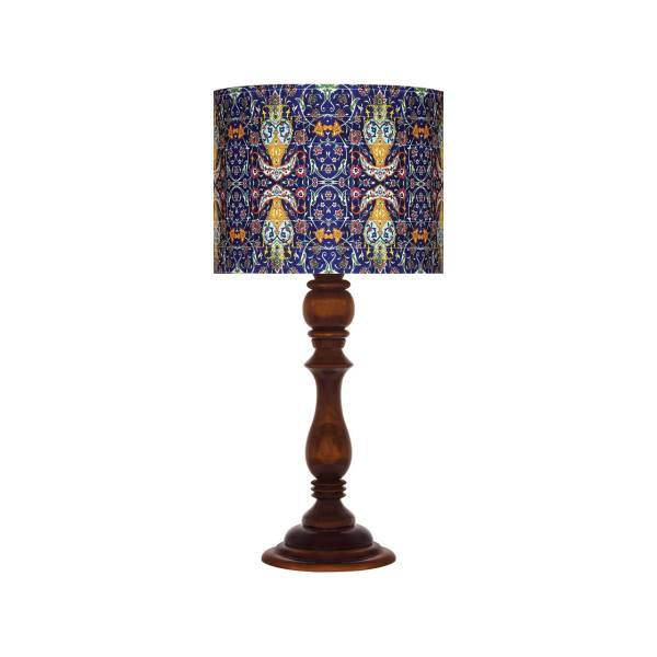 Traditionelle Holz-Tischlampe mit persisch inspiriertem Lampenschirm Yalda