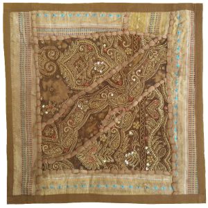 Bestickter Kissenbezug – Braunes Suzani-Design
