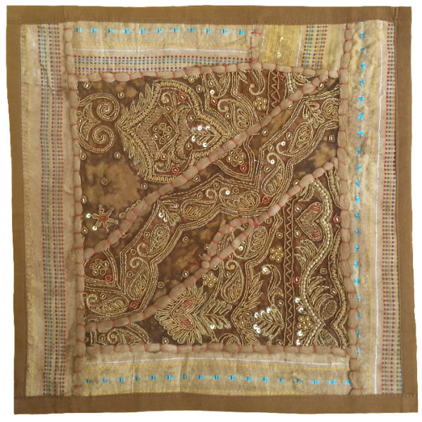 Bestickter Kissenbezug – Braunes Suzani-Design