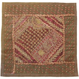 Bestickter Kissenbezug – Braunes Suzani-Design